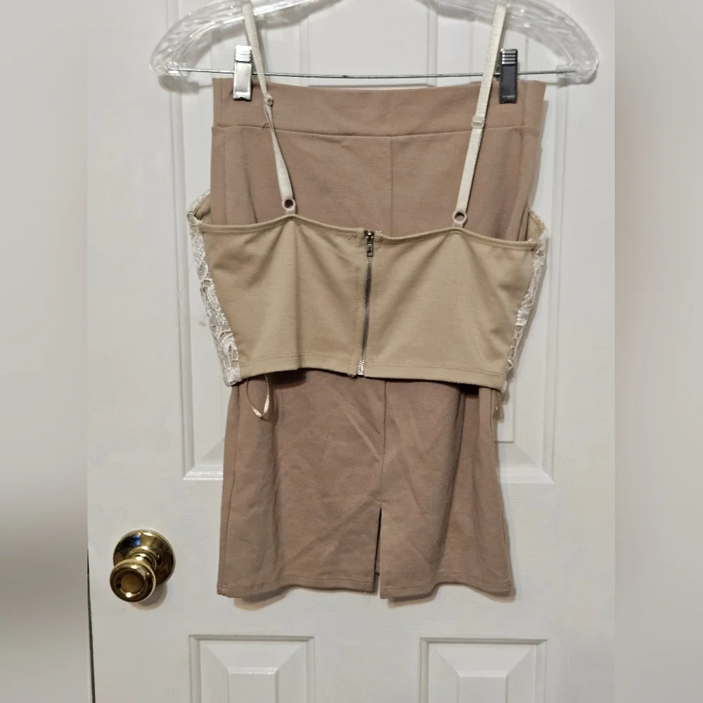 Charlotte Russe crop top and skirt beige.